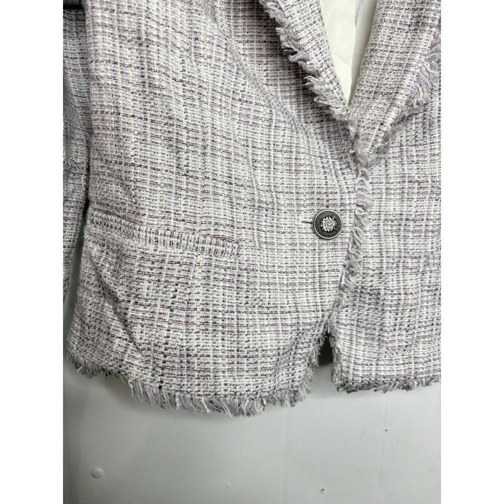 Whbm Blazer Womens 8 Tweed Fringe Cropped Feminine Girly Corpcore Lavender - Picture 3 of 8
